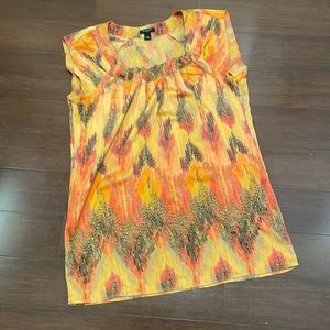 Ann Taylor Orange Yellow Top with Gold Beading